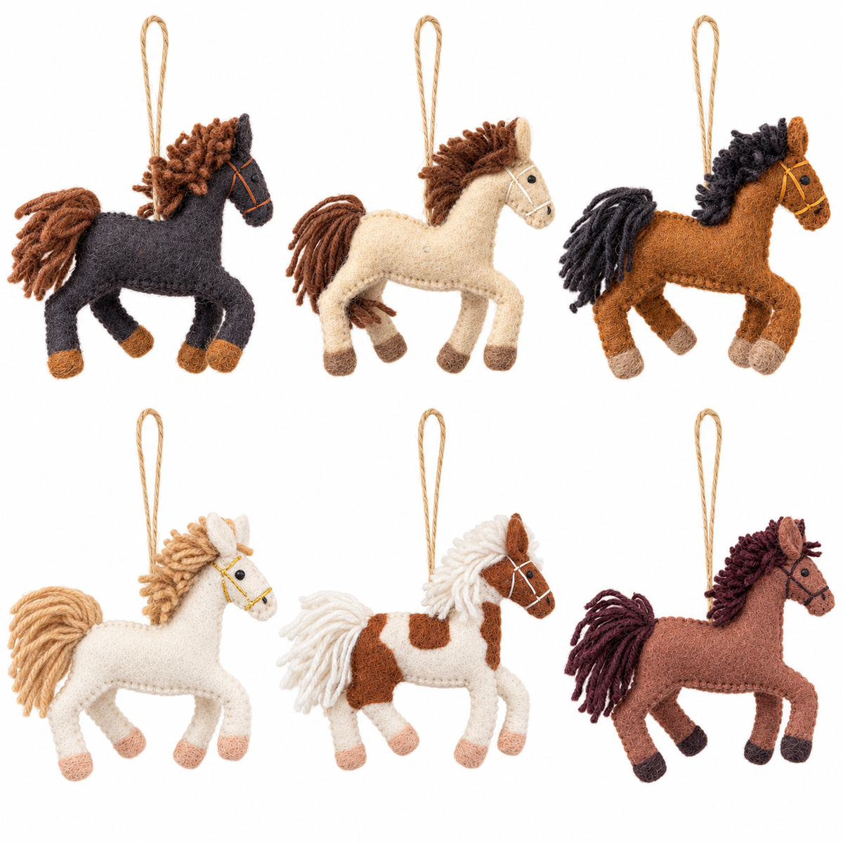 Felt Horse Ornament: White