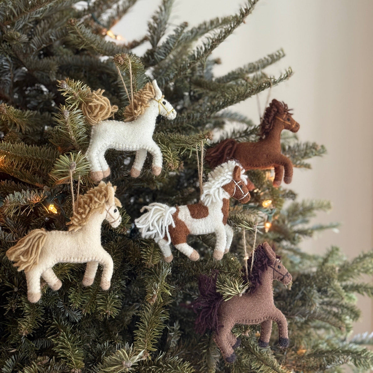 Felt Horse Ornament: White