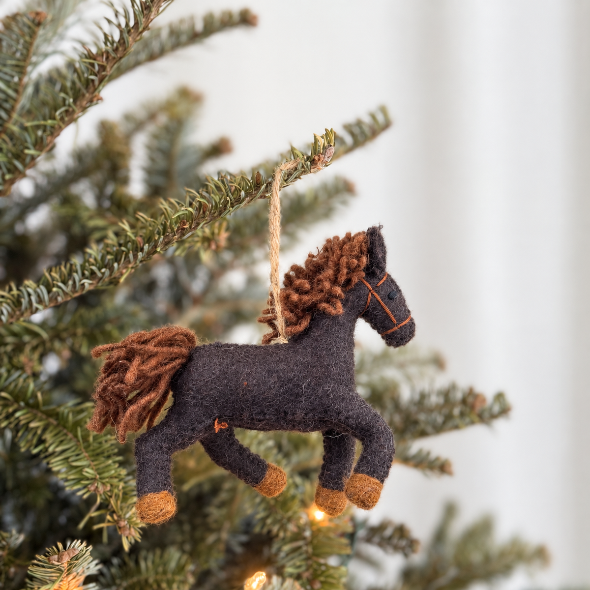 Felt Horse Ornament: Brown