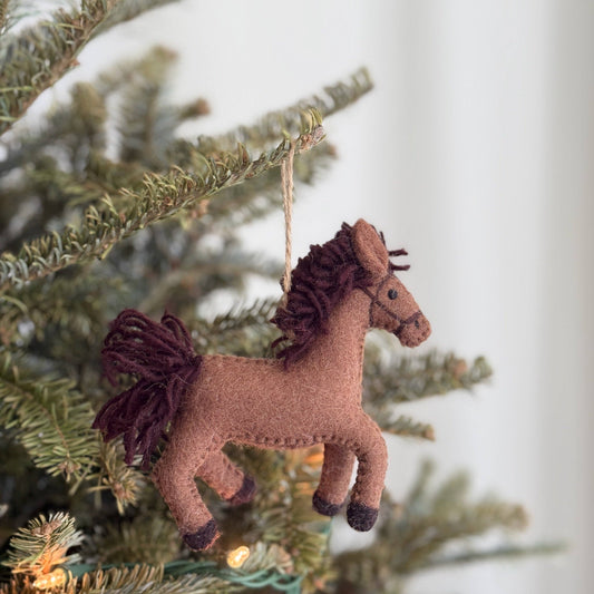Felt Horse Ornament: Light Mocha