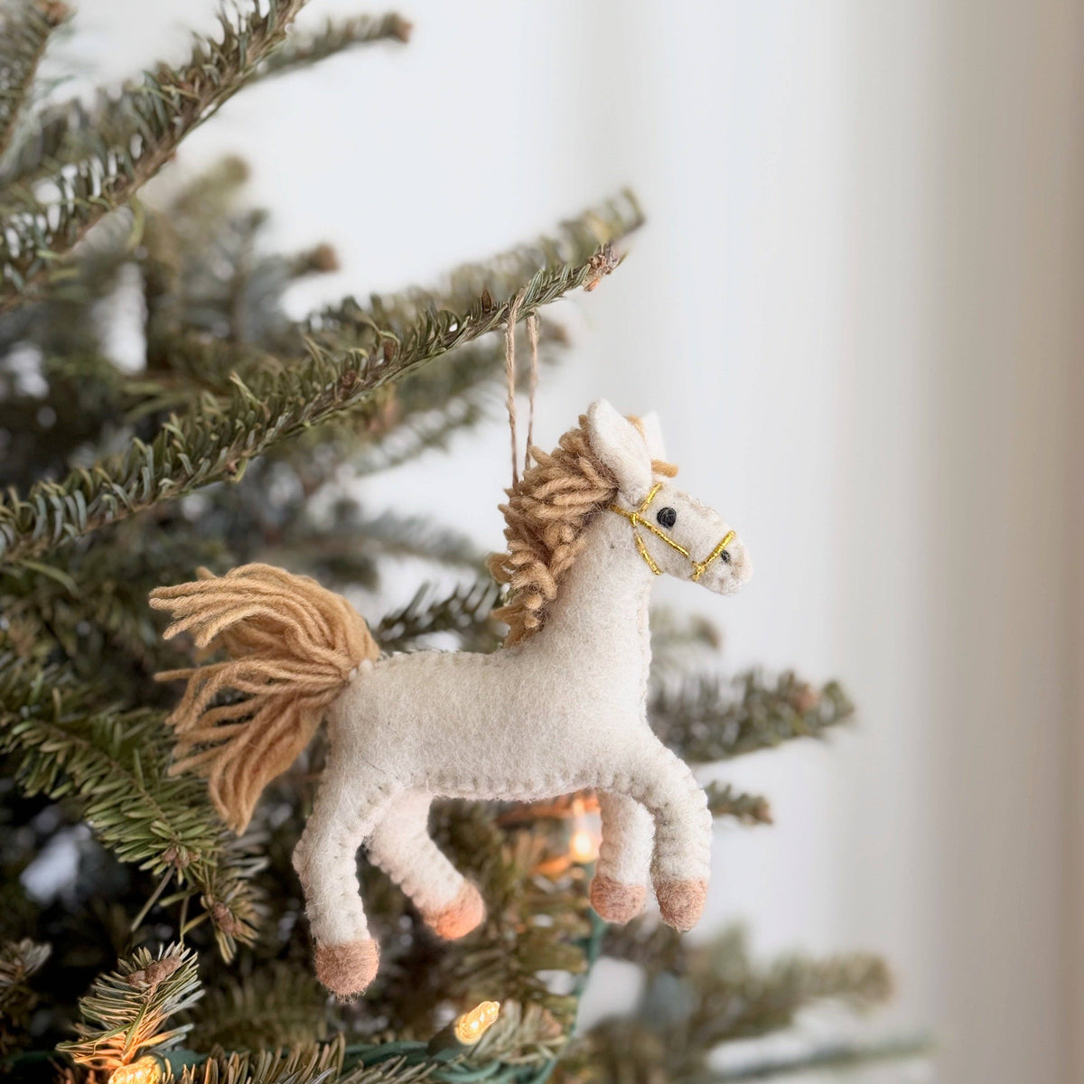 Felt Horse Ornament: White