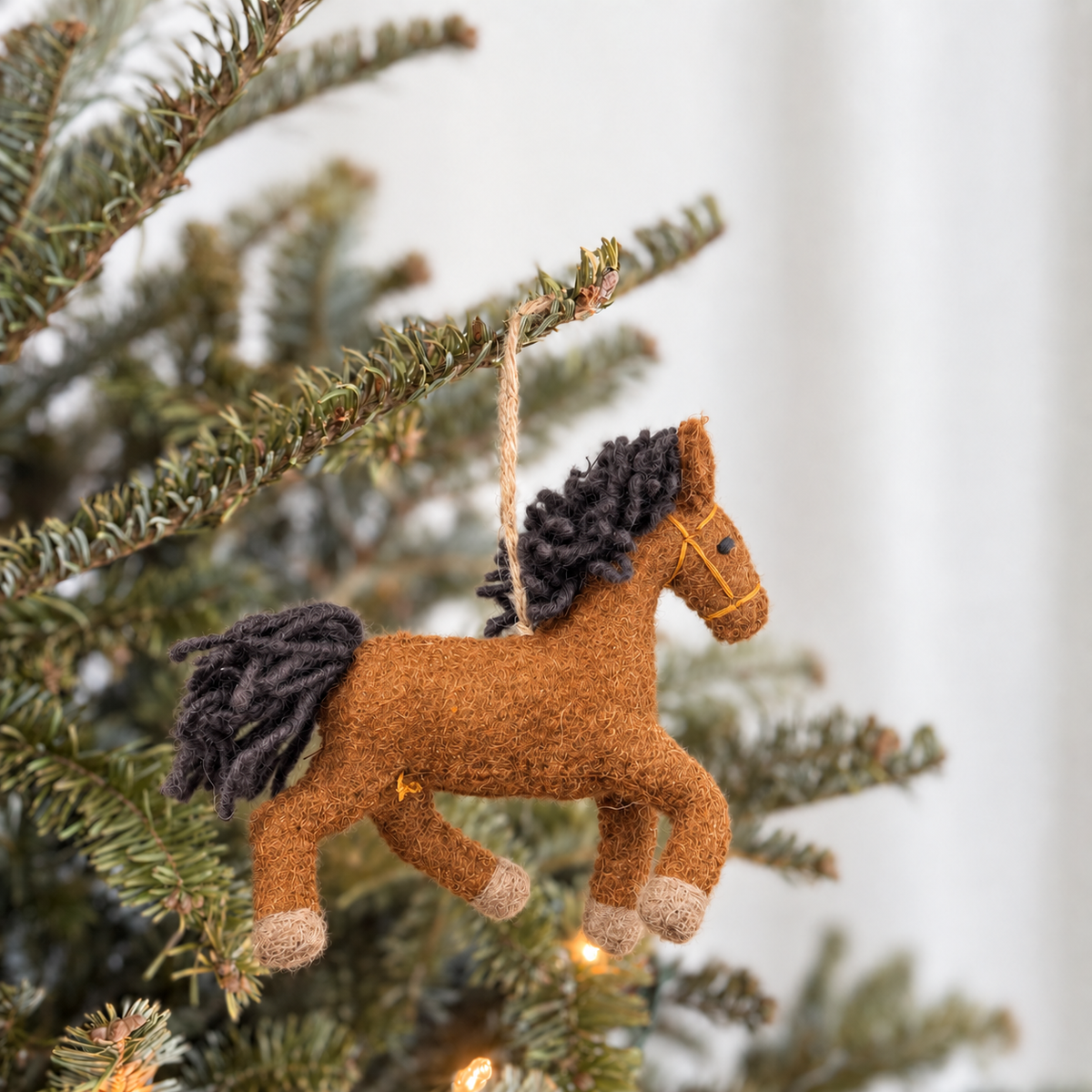 Felt Horse Ornament: Brown