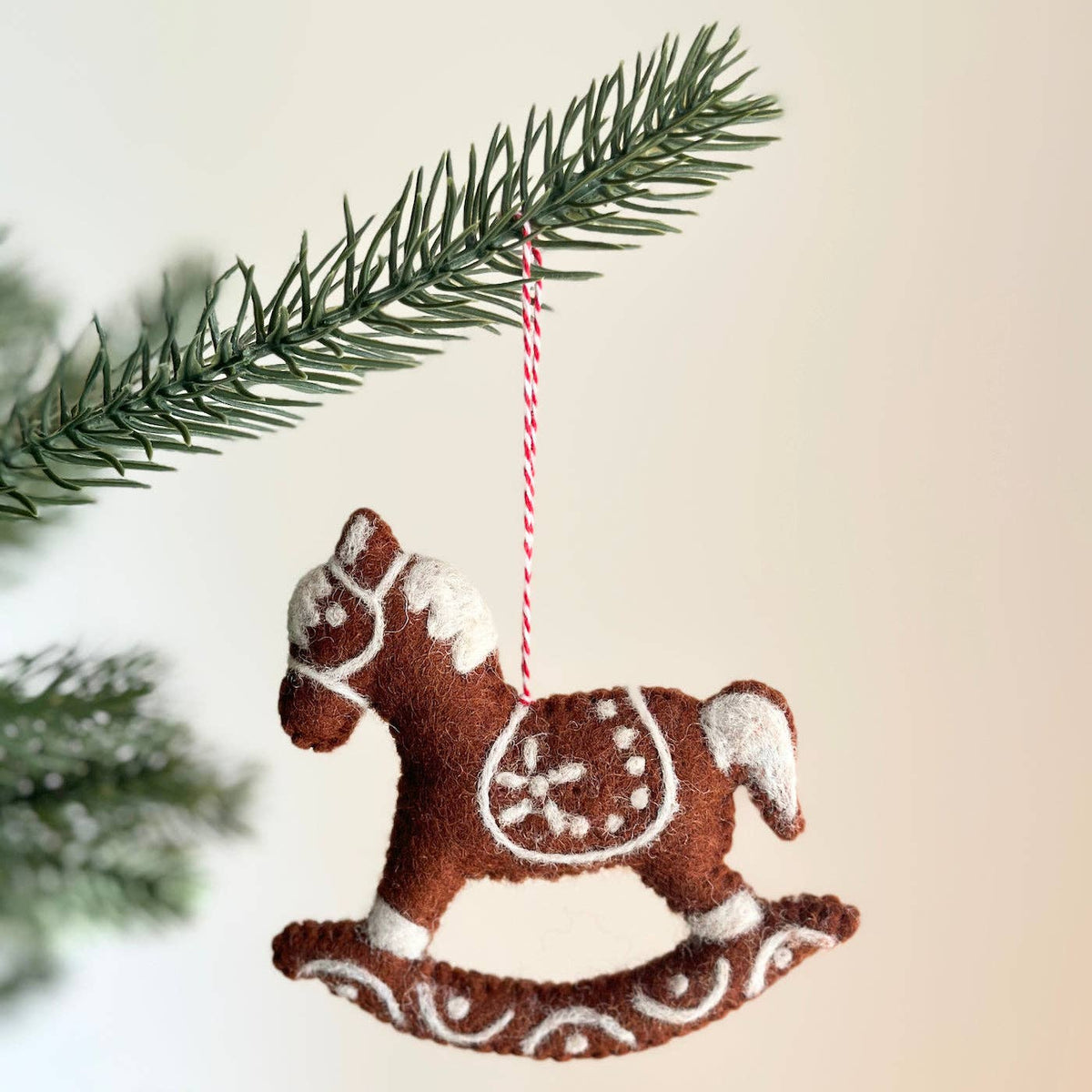 Felt Ornament -  Gingerbread Rocking Horse