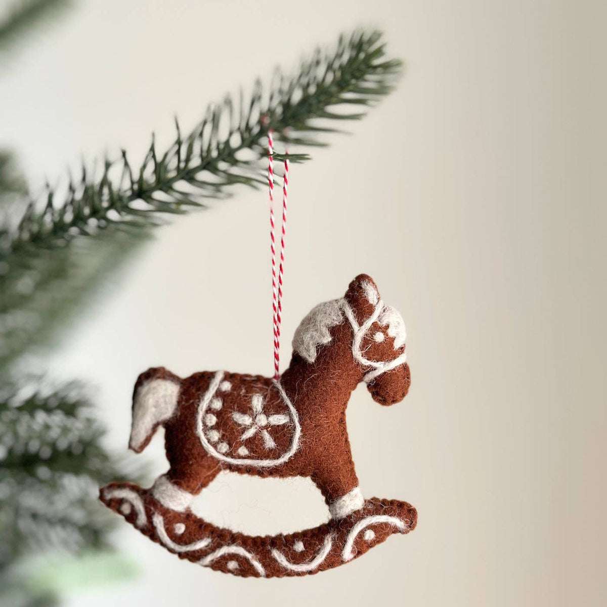 Felt Ornament -  Gingerbread Rocking Horse